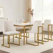 Artiss Dining Chairs Set of 4 Linen Fabric Frame Beige