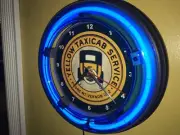 Yellow Taxi Driver Depot Garage Neon Wall Clock Advertising Sign
