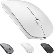 Bluetooth Mouse,Rechargeable Wireless Mouse for MacBook Pro/MacBook Air/Laptop/PC/Mac/iPad pro/Computer,Bluetooth 5.2 + 3.0 +2.4G USB Receiver (White)