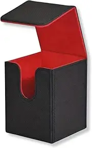 Premium Trading Card Case – Fits 100+ Sleeved Cards, Secure Hard Shell Deck Box for Collectible Cards, Compatible with MTG, TCG, and More (Black-Red)