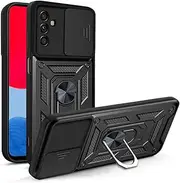 [Eabhulie] Galaxy A13 5G Case, Rugged Armor Protection Case with Slide Camera Cover & Ring Holder Stand for Samsung Galaxy A13 5G Black