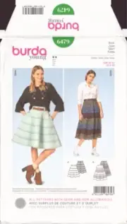 Burda 6479 Sewing Pattern, Skirt, Size 6-18, Uncut, Factory Folded