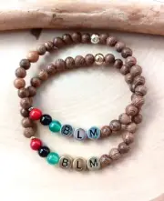 Black Lives Matter Bracelet, Pan Africa, BLM, Wenge Wood, Baby, Child, Adult