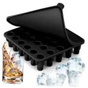 Ice Cube Tray With Lid, Mini Funny Tumbler Cup Shape Ice Tray, 30-Ice Black