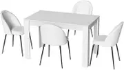 1 Artiss Dining Table and 4 Chairs Set White Sherpa