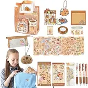 Capybara Stationery Set - Capybara Plush Stationery Set, Desk Decoration, Children's School Accessories, Backpack Pendant, School Note for Children