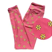Girls S/M LuLaRoe Gigi & Jax~ YELLOW FLOWERS on CORAL ~ Leggings KIDS SIZES 2-8