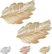 Raidley 3D Gold-Embossed Leaf Placemat-Heat-Resistant & Non-Slip, Creative Durable Tree Leaf Shaped Place Mats, Plants Design Table Mats for Dining Wedding Accent (2PCS-A)