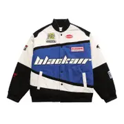 Nevenka Motorcycle Jacket for Women Men Button-Down Baseball Coat-Blue
