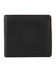 [Dents] RFID Two-Colour Pebble Grain Leather Billfold Wallet with Coin Purse in Black
