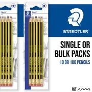 SINGLE & BULK PACKS Staedtler 122 Noris Graphite Pencils with Eraser Tip - HB