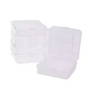 8 Pack 4.13x4.13x1.18" Square Clear Plastic Bead Storage Containers Box Case
