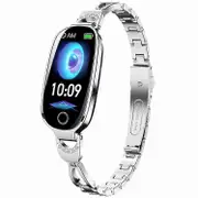 F81 Women's Bangle Watch Smart Watch Bluetooth Call Sleeping Monitor Sports Tracker Silver