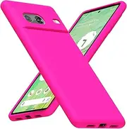 [LoeoeL] Silicone Case for Google Pixel 7, Ultra Thin Slim Minimalist Soft Rubber Gel Matte Phone Case for Women Men, Cute Girly Aesthetic Protective Case with Camera Cover, Neon Hot Pink