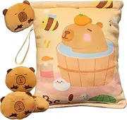 Snack Pouch | Plush Snack Pouch Capybara Keychain | 4 Small Dolls Included Soft Keychain Pendant for Travel School Picnic Jelly Chocolate Fudge Candy Chips