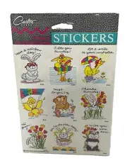 Vintage American Greetings Stickers Bunny Duck Bear Panda Tulips 4 Sheets New