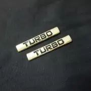 2x Golden TURBO Chrome Metal Emblem Decal Sticker Badge 3D Sport Car Edition AWD (for: Renault)