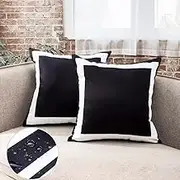 JOJOGOGO Black and White Outdoor Pillow Covers 18x18 Waterproof Set of 2 Black Outdoor Patio Throw Pillows Spring Summer Decor for Porch Swing Garden Chair and Patio Furniture