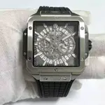 43 毫米全新男士手錶方形鏤空手錶鋼殼礦物玻璃手錶帶日本石英 VK63 機芯