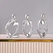 Decorative Thinker Statue, Abstract Art Sculpture, Resin Figurine for Home and Office, Great Gift Ideas Resin Statue Ornaments Collectible Figurines (Silver)