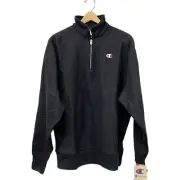 Champion Women’s Sweatshirt Reverse Weave Boyfriend 1/4 Zip Black Sz XL NWT