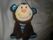 NATIONAL ENTERTAINMENT NETWORK NEN monkey PLUSH 10" STRIPED blue brown LOVEY