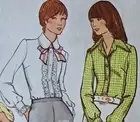 1970s Blouse Ruffle Big Collar Puff Sleeve Cuff Butterick 6899 Sewing Pattern