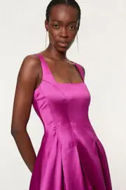 Twill Prom Woven Midi Dress
