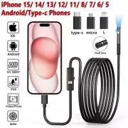 3IN1 Dual Lens 1920P Endoscope Inspection Snake Camera 8MM Waterproof Borescope