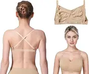 [MOLLDAN] Professional Ballet Dance Bras for Women and Girls Seamless Convertible Freebra with Adjustable Clear Straps No Sponge for Party Show Performance