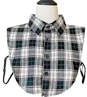 [DUUDAH] Detachable Shirt False Collar Decor,Men Vintage Large Lattice Plaid Print False Collar Detachable Lapel Blouse Button Down Casual Layering Half Shirt