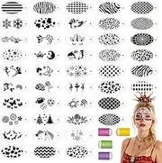 EAPIKON 44 Tattoo Stencils with Finger Sponge, Face Paint Stencils for Children Adults, Makeup Stencils for Face Body, Carnival, Halloween, Christmas, Fancy Dress, Party Make-Up