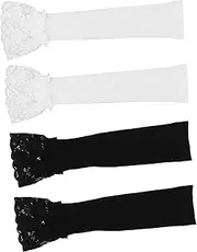 [FOMIYES] Elastic Sun Protection Arm Sleeves for Women 2 Pack Long Lace Sleeves Uv Blocking Silk for Outdoor Use