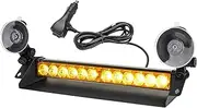 ROUTEKING Car Emergency Warning Light - 14Inch Amber Flashing Lights, 12LED High Intensity 9 Flashing Modes, Windshield Strobe Beacon for Car Vehicles Truck (Amber,12/24V)