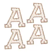 10Pcs Iron on Letters Patch,4.5cm Self Adhesive Letter Patches (White Gold)