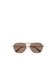 Cartier Santos Brushed Pilot Frame Sunglasses 58 Brushed Gold with Silver