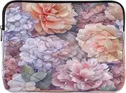 Watercolor Peonies Hydrangeas Computer Case for Laptop, Protective Padded Laptop Cover 15 Inch for Women