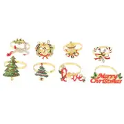 Christmas Napkin Rings - 8 Napkin Holder Rings for Holiday Christmas Tabl