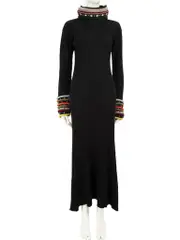 Black Wool Turtleneck Maxi Dress