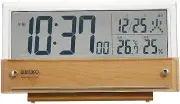 SEIKO Alarm Clock SQ782B Temperature / Humidity See-through LCD Wood Grain Japan