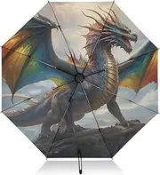 [PDZRMY] Abstruct Dragon Rocky UV Protection Travel Umbrella Compact for Rain and Sun - Auto Open and Close UPF 50+ Windproof Portable 46” Sun Umbrella for Women and Men