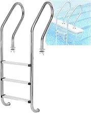 Swimming Pool Ladder,Stainless Steel Steps Ladder,2/3-Step Double Handrails Stairs,with Preventing Slips Pedals,for Pools of Any Indoor/Outdoor(3 Steps)