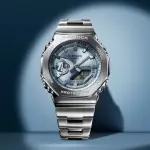 【CASIO 卡西歐】G-SHOCK 時尚質感 金屬簡約 八角形錶殼手錶-天藍色(GM-2110D-2A)