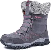 [Asifn] Womens Snow Boots Winter Fur Lined Warm Ankle Boots Lace up Anti-Slip Shoes for Outdoor Walking Hiking Trekking