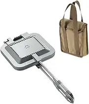 Sandwich Maker Frying Pan Sturdy Cookware with Handles Aluminum Flip Pan Sandwich Hand Toaster for Indoor Restaurant Pancakes, with Bag