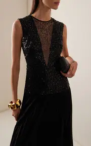 [E.Stott] Esta Sequined Silk Maxi Dress