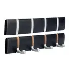 Wooden Coat Rack 4 Hook Wall Mounted Folding Clothes Hanger Hooks - Black - x3