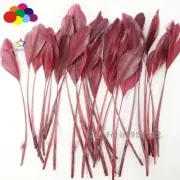 100pcs winered 15-20cm Stiff Stripped Goose Feather QUILL Craft feathers jewelry