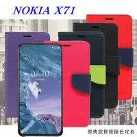 在飛比找博客來優惠-諾基亞 Nokia X71 經典書本雙色磁釦側翻可站立皮套 