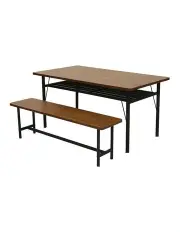 [Levede] Dining Table + Bench Set x1 in Brown